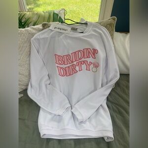 "Bridin' Dirty" Corded Graphic Crewneck White